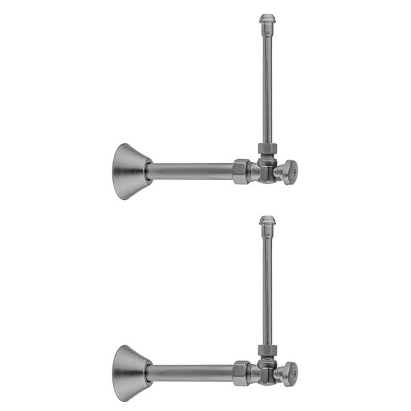 Jaclo - Quarter Turn Angle Pattern 5/8 Inch O.D. Compression (Fits 1/2 Inch Copper) x 3/8 Inch O.D. Faucet Supply Kit Oval Handle, 20 Inch Supply Tubes Cover Tube, Escutcheons