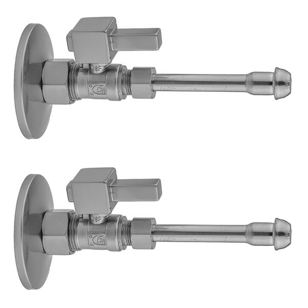 Jaclo - Quarter Turn Straight Pattern 5/8 Inch O.D. Compression (Fits 1/2 Inch Copper) x 3/8 Inch O.D. Faucet Supply Kit Contempo Cross Handle, 20 Inch Supply Tubes, Escutcheons