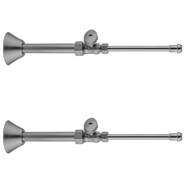 Jaclo - Quarter Turn Straight Pattern 5/8 Inch O.D. Compression (Fits 1/2 Inch Copper) x 3/8 Inch O.D. Faucet Supply Kit Oval Handle, 20 Inch Supply Tubes Cover Tubes, Escutcheons