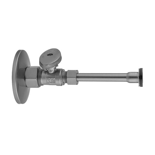 Jaclo - Quarter Turn Straight Pattern 5/8 Inch O.D. Compression (Fits 1/2 Inch Copper) x 3/8 Inch O.D. Toilet Supply Kit with Oval Handle, 20 Inch Supply Tube, Escutcheon