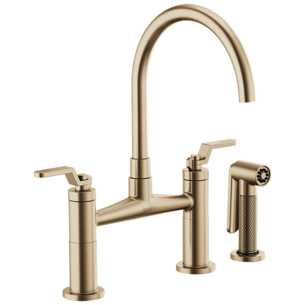 Brizo - Litze Bridge Faucet with Arc Spout and Industrial Handle