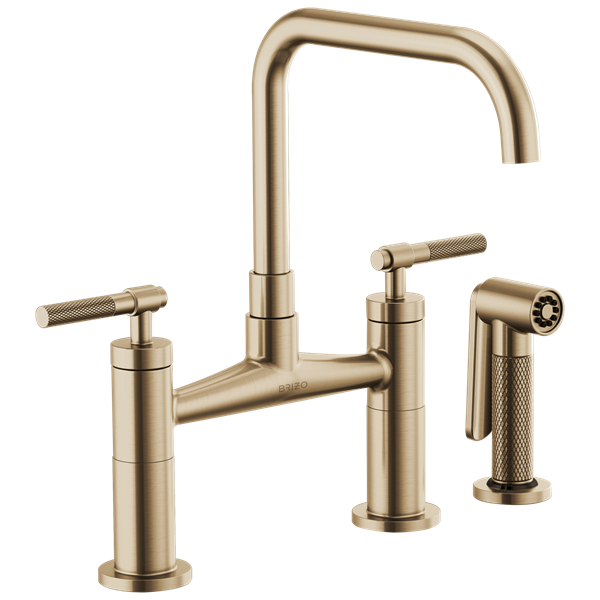 Brizo - Litze Bridge Faucet with Square Spout and Knurled Handle