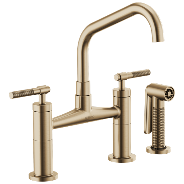 Brizo - Litze Bridge Faucet with Angled Spout and Knurled Handle