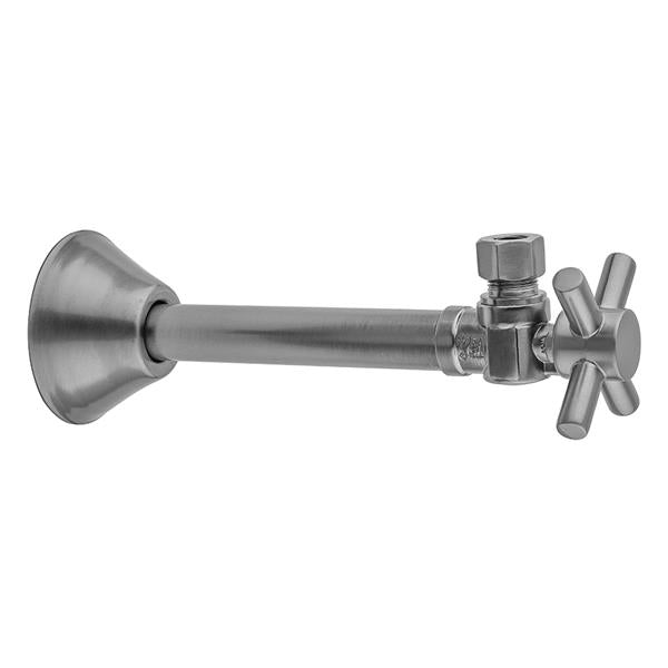 Jaclo - Quarter Turn 1/2 Inch Copper (Sweat Fit) x 3/8 Inch O.D. Outlet Angle Supply Valve with Contempo Cross Handle