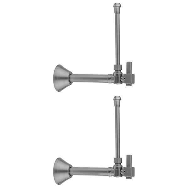 Jaclo - Quarter Turn Angle Pattern 1/2 Inch Copper (Sweat Fit) x 3/8 Inch O.D. Faucet Supply Kit with Square Lever Handle, 20 Inch Supply Tubes & Bell Escutcheons