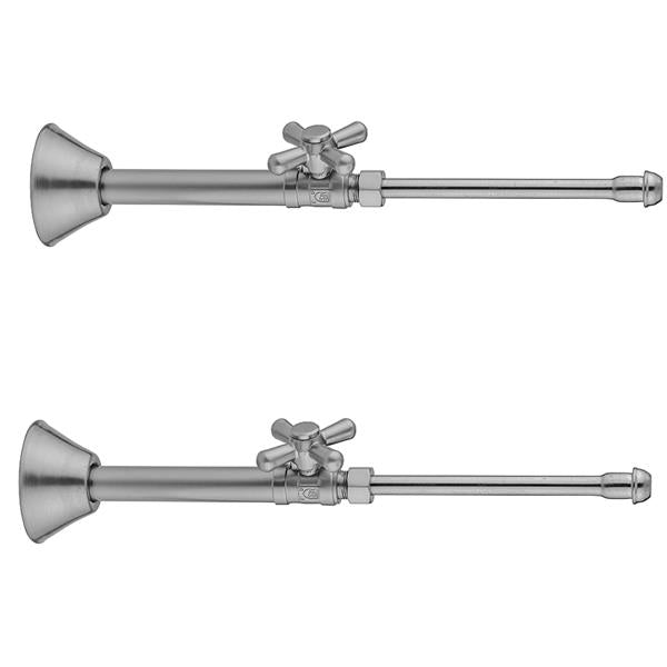 Jaclo - Quarter Turn Straight Pattern 1/2 Inch Copper (Sweat Fit) x 3/8 Inch O.D. Faucet Supply Kit with Standard Cross Handle, 20 Inch Supply Tubes, Escutcheons