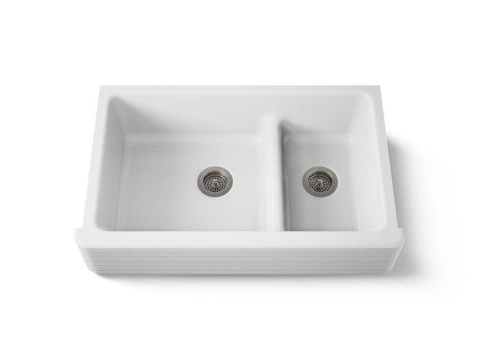 Kohler - Whitehaven Hayridge Smart Divide 35-11/16 Inch Undermount Double-Bowl Farmhouse Kitchen Sink