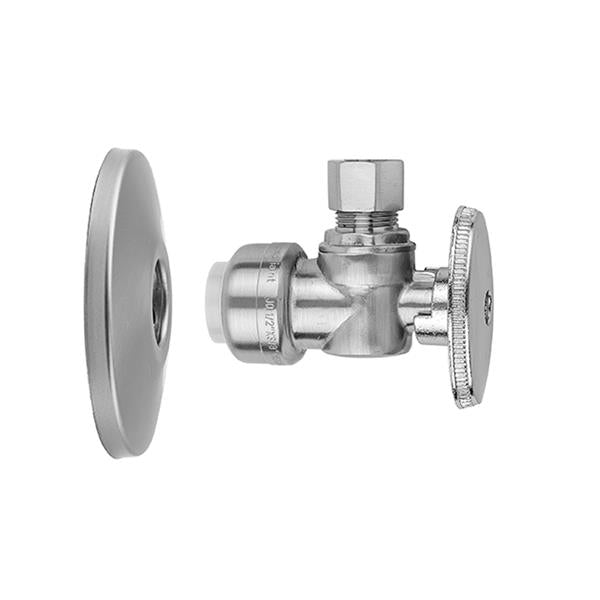Jaclo - Quarter Turn Angle Pattern 1/2 Inch Push Fit x 3/8 Inch O.D. Supply Valve with Escutcheon