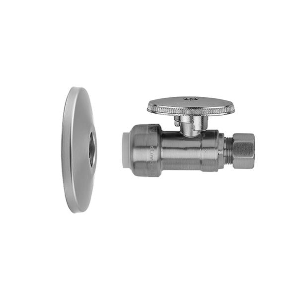 Jaclo - Quarter Turn Straight Pattern 1/2 Inch Push Fit x 3/8 Inch O.D. Supply Valve with Escutcheon