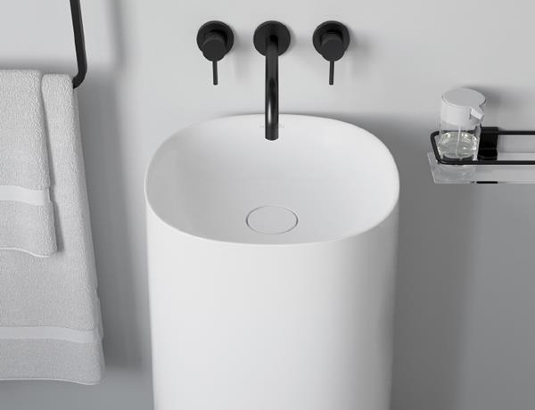 MTI - Vars Mineral Composite Pedestal Sink - Matte White (35.5X19.75)