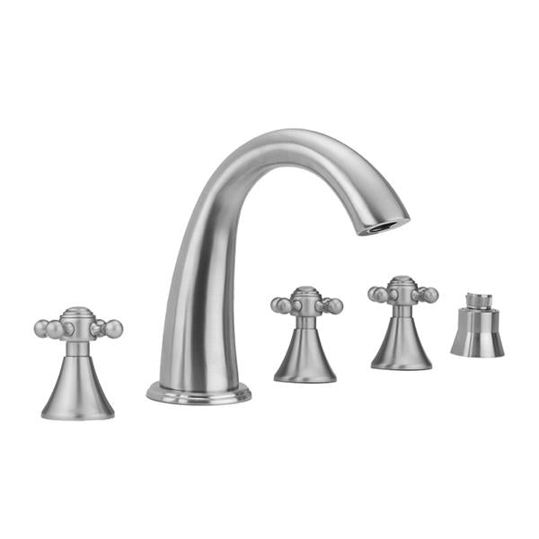 Jaclo - Cranford Roman Tub Set with Ball Cross Handles and Straight Handshower Mount