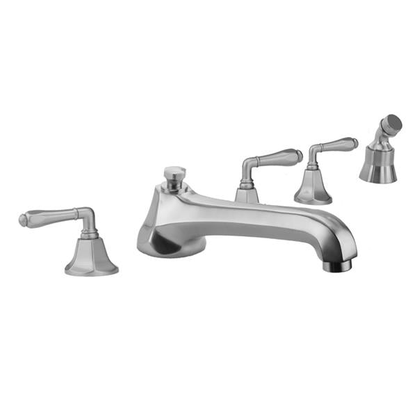 Jaclo - Astor Roman Tub Set with Low Spout and Smooth Lever Handles and Angled Handshower Mount