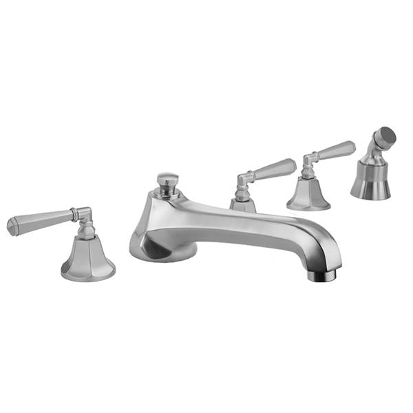 Jaclo - Astor Roman Tub Set with Low Spout and Hex Lever Handles and Angled Handshower Mount