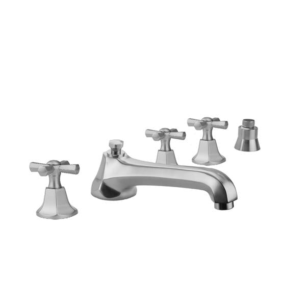Jaclo - Astor Roman Tub Set with Low Spout and Hex Cross Handles and Straight Handshower Mount