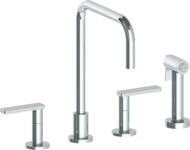 Watermark - Rainey Deck Mounted 4 Hole Square Top Kitchen Set - Includes Side Spray