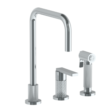 Watermark -Rainey Deck Mounted 3 Hole Square Top Kitchen Set - Includes Side Spray