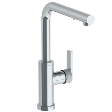 Watermark -Rainey Deck Mounted 1 Hole Square Top Kitchen Faucet with Pull Out Spray -Low Spout