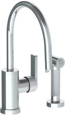 Watermark - Rainey Deck Mounted 2 Hole Gooseneck Kitchen Set - Includes Side Spray