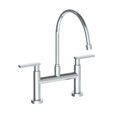 Watermark -Rainey Deck Mounted Bridge Extended Gooseneck Kitchen Faucet