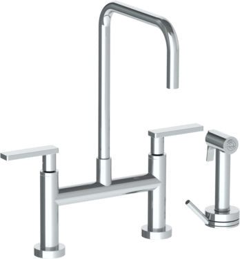 Watermark - Rainey Deck Mounted Bridge Square Top Kitchen Faucet with Independent Side Spray