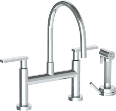 Watermark - Rainey Deck Mounted Bridge Gooseneck Kitchen Faucet with Independent Side Spray