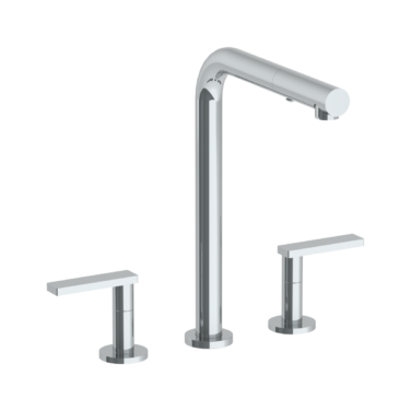 Watermark -Rainey Deck Mounted 3 Hole Square Top Kitchen Faucet with Pull Out Spray