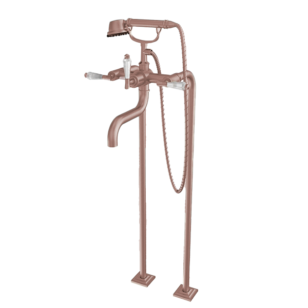 Santec - Edo Crystal Floor Mount Tub Filler With Hand Shower