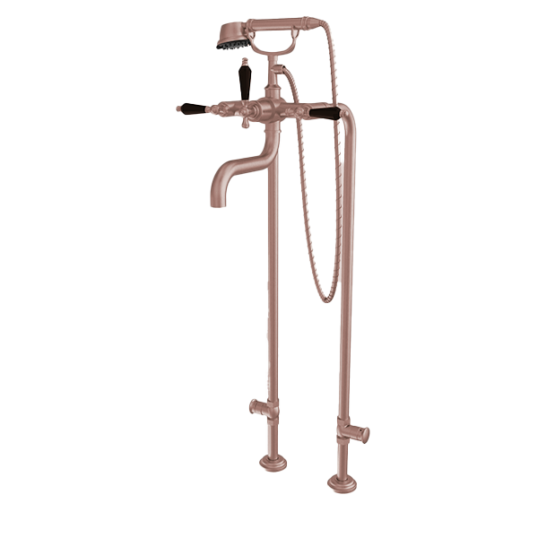 Santec - Klassica Crystal Floor Mount Tub Filler With Hand Shower And Shut-Off Valves (Pair)