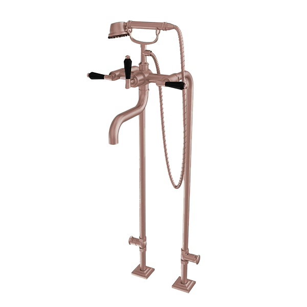 Santec - Edo Crystal Floor Mount Tub Filler With Hand Shower And Shut-Off Valves (Pair)