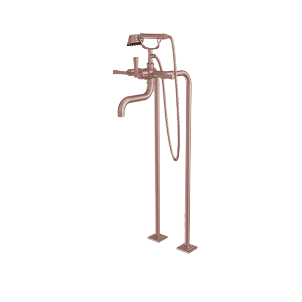 Santec - Edo Floor Mount Tub Filler With Hand Shower And Shut-Off Valves (Pair)
