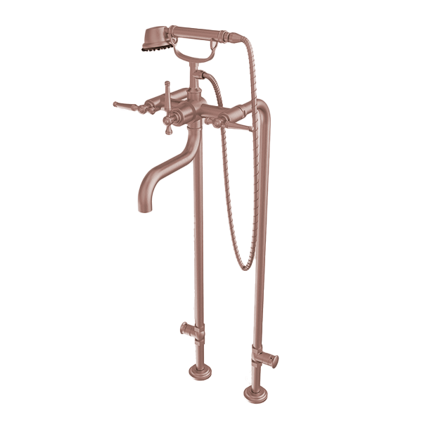 Santec - Klassica Floor Mount Tub Filler With Hand Shower And Shut-Off Valves (Pair)