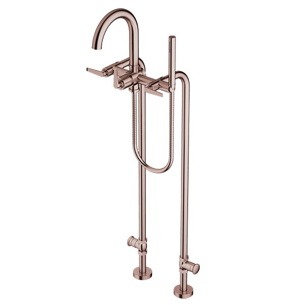 Santec - Piana I Floor Mount Tub Filler With Hand Shower And Shut-Off Valves (Pair)