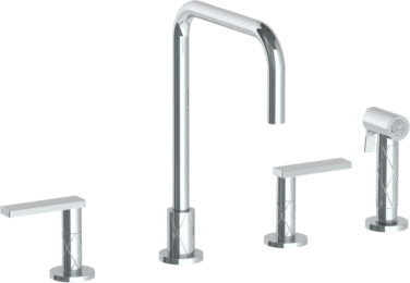 Watermark - Lily Deck Mounted 4 Hole Square Top Kitchen Set - Includes Side Spray