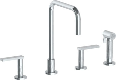 Watermark - Lily Deck Mounted 4 Hole Square Top Kitchen Set - Includes Side Spray