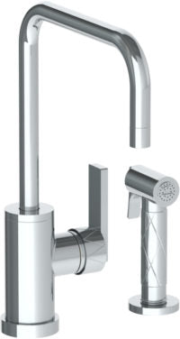 Watermark - Lily Deck Mounted 2 Hole Square Top Kitchen Set - Includes Side Spray