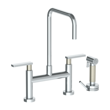 Watermark - Lily Deck Mounted Bridge Square Top Kitchen Faucet with Independent Side Spray