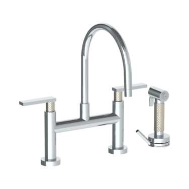 Watermark - Lily Deck Mounted Bridge Gooseneck Kitchen Faucet with Independent Side Spray