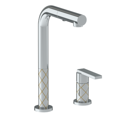 Watermark - Lily Deck Mounted 2 Hole Square Top Prep Faucet with Pull Out Spray