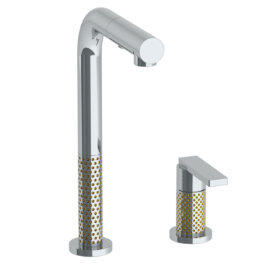 Watermark - Lily Deck Mounted 2 Hole Square Top Prep Faucet with Pull Out Spray