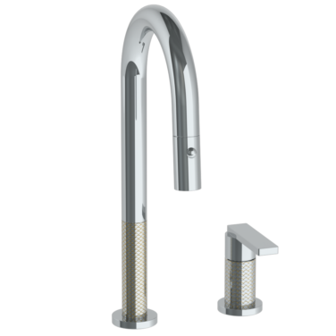 Watermark - Lily Deck Mounted 2 Hole Gooseneck Prep Faucet with Pull Down Spray