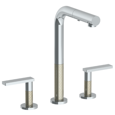 Watermark - Lily Deck Mounted 3 Hole Square Top Prep Faucet with Pull Out Spray