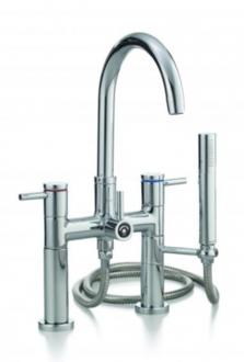 Cheviot - Contemporary Rim Mount Tub Filler W/ Hand Shower, Brushed Nickel