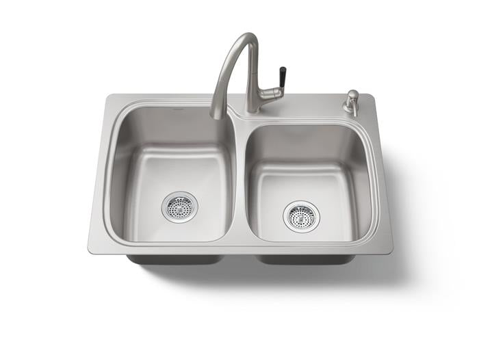 Kohler - 33 Inch Top-/Undermount Double-Bowl Kitchen Sink