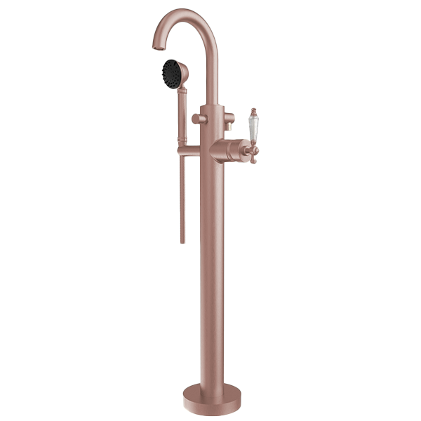 Santec - Klassica Crystal Trim - Floor Mount Tub Filler With Hand Shower