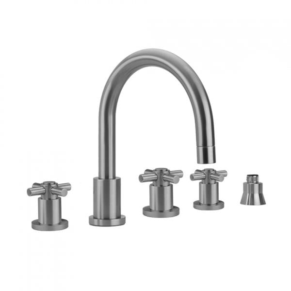 Jaclo - Contempo Roman Tub Set with Contempo High Cross Handles and Straight Handshower