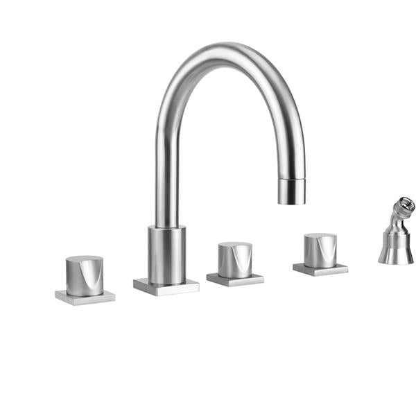 Jaclo - Contempo Uptown Roman Tub Set with Thumb Handles - Square Escutcheons and Angled Handshower Holder