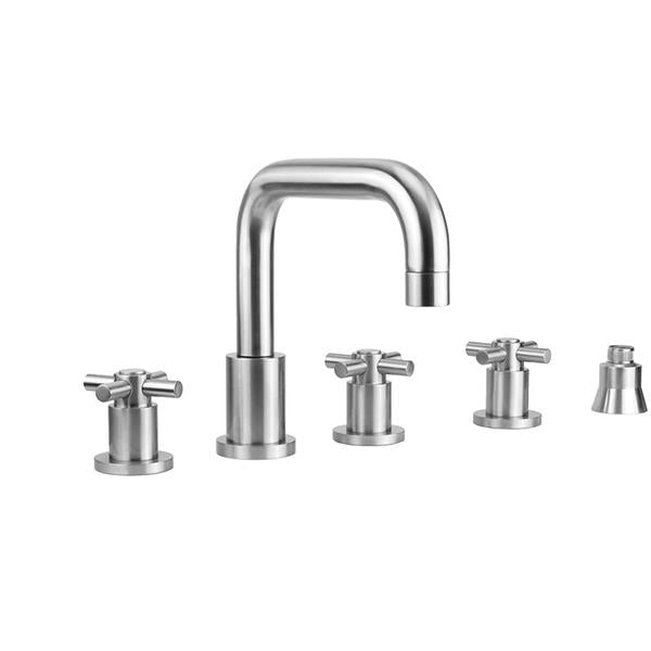Jaclo - Contempo Downtown Roman Tub Set with Contempo HIgh Cross Handles and Straight Handshower Holder