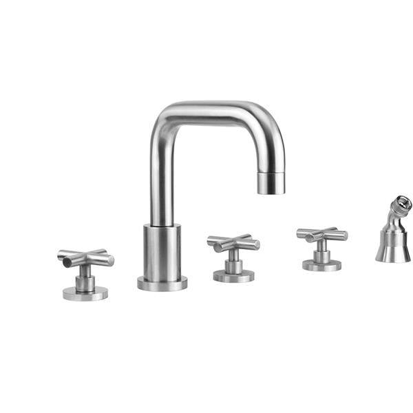 Jaclo - Contempo Downtown Roman Tub Set with Hub Base Cross Handles and Angled Handshower Holder