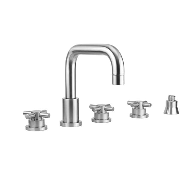 Jaclo - Contempo Downtown Roman Tub Set with Low Contempo Cross Handles and Straight Handshower Holder