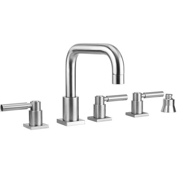 Jaclo - Contempo Downtown Roman Tub Set with High Lever Handles - Square Escutcheons and Straight Handshower Holder